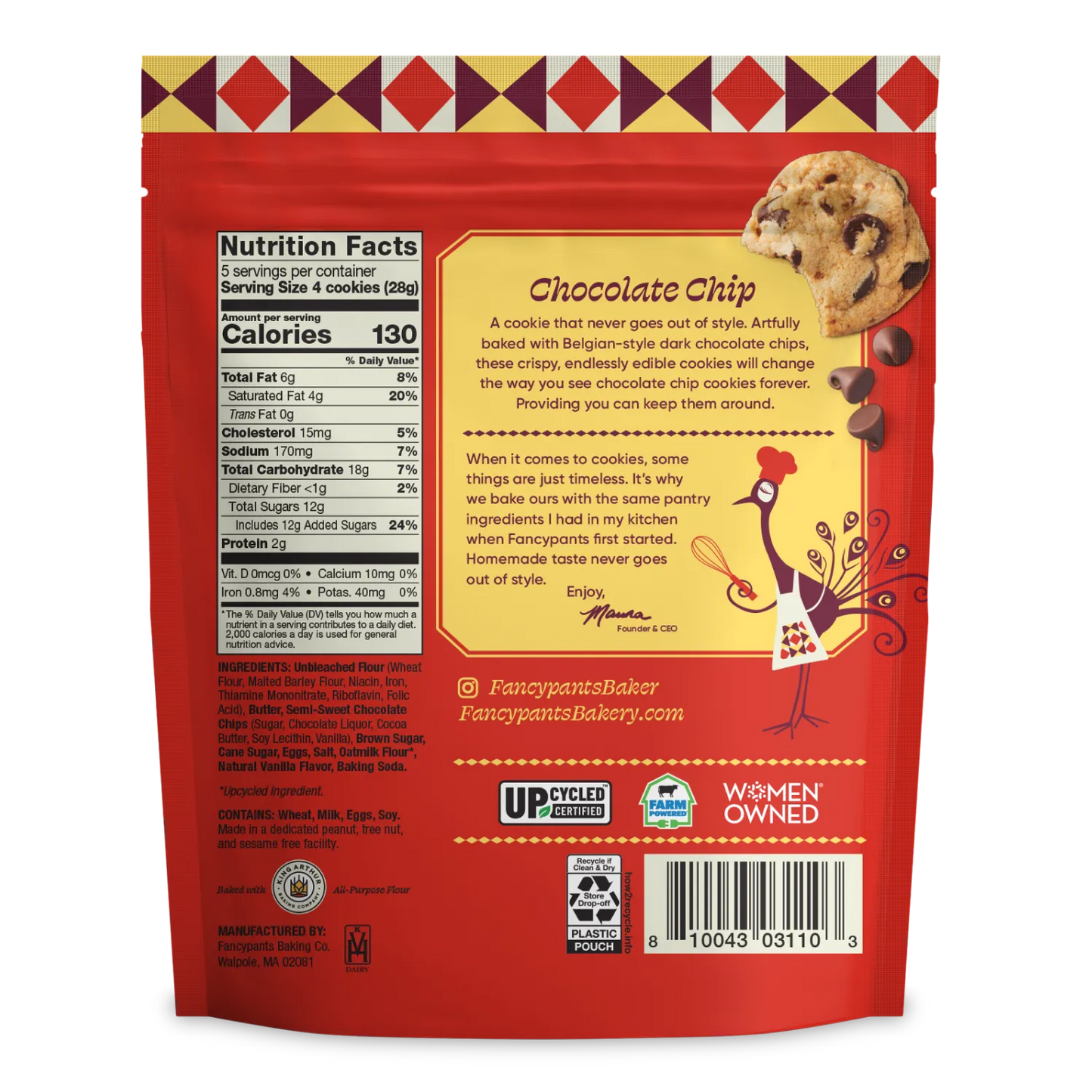 Fancypants Chocolate Chip Packaging Back Panel