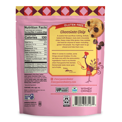 Fancypants Gluten Free Chocholate Chip Cookies back panel