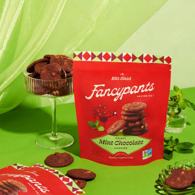 Fancypants Mint Chocolate Packaging on green tabletop