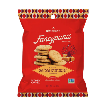Fancypants salted caramel mini cookie snack pack bag – crispy salted caramel cookies